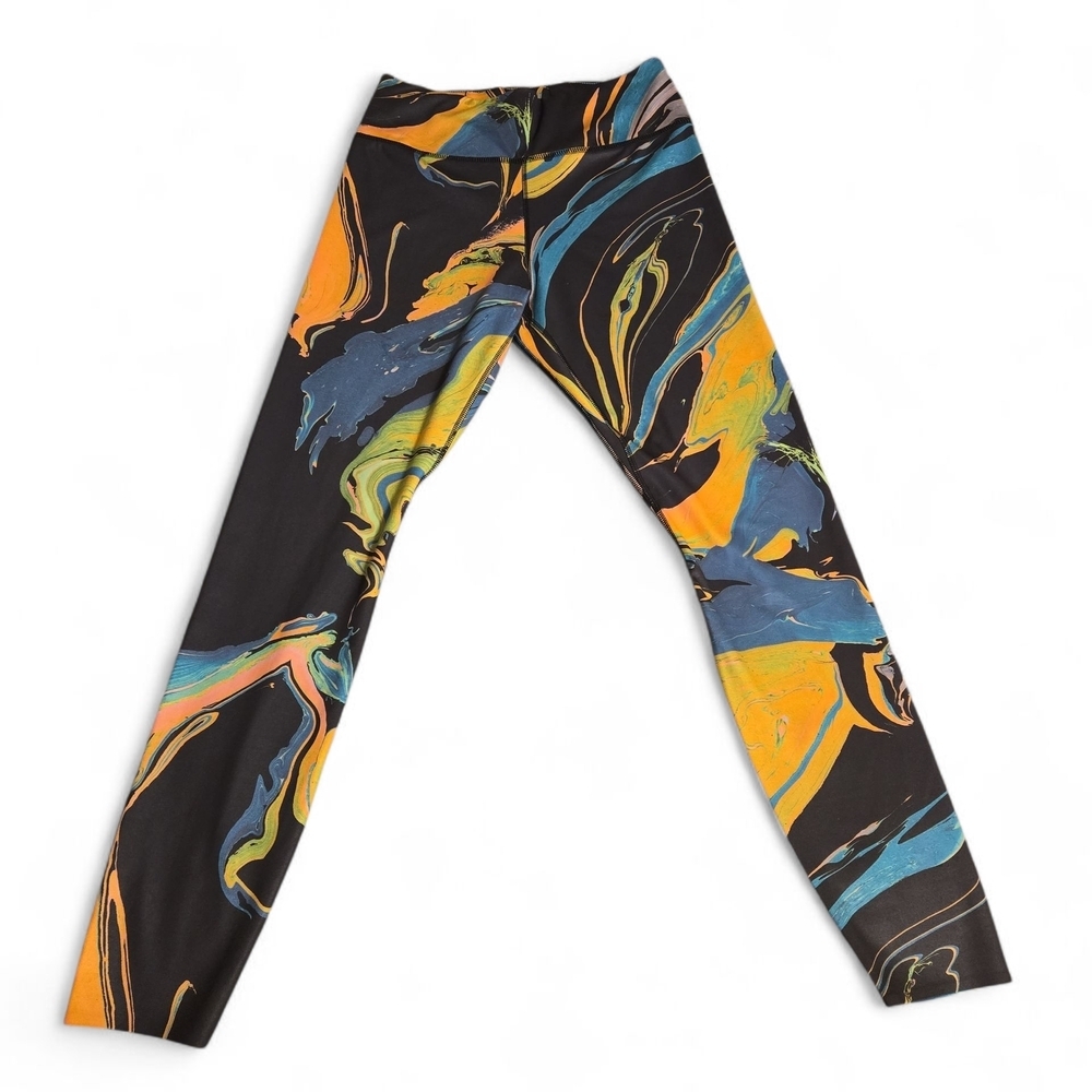 Nike One Luxe Dri-FIT All Over Print Leggings Size XS Black Orange‎ Blue